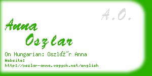 anna oszlar business card